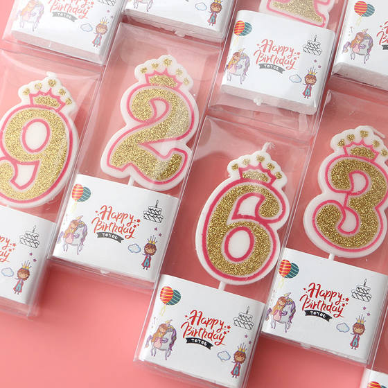 Birthday Number Candle Crown Glitter Cake Decoration