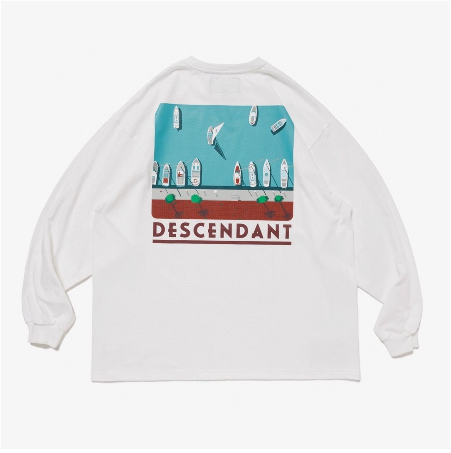 DESCENDANT Fit out LS25SS隐藏码头帆船印花长袖T恤男女情侣春秋 - 图3