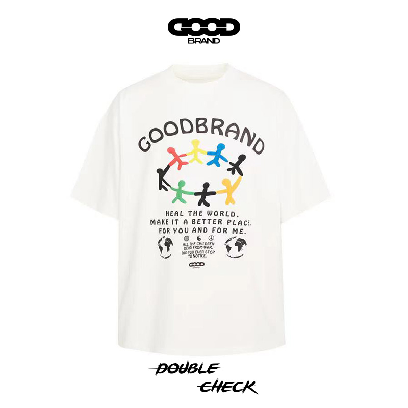 【GALI同款】GOODBRAND HEALTHEWORLD治愈世界主题印花短袖t恤 - 图2