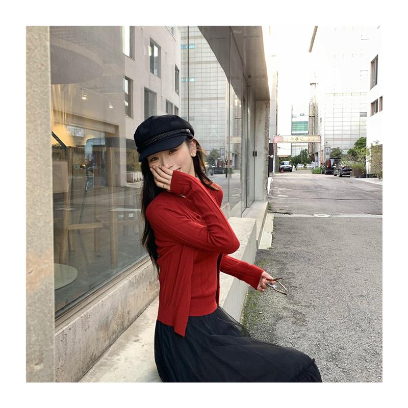 pusumede Daily主义 圆领针织开衫女修身无袖吊带背心上衣两件套 - 图3