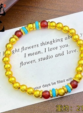 古法沙金多圈佛珠项链女红蓝设计款降魔杵国风毛衣链悦己