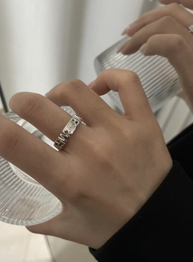 个性甜酷冷淡风字母星球开口可调节戒指复古欧美小众设计指环