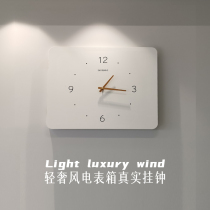 Modern minimalist electric meter box decoration painting with clock hanging bell electric gate shielded hanging picture distribution box clock free of punch