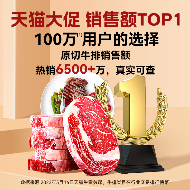 【局长推荐】FBU牛排保鲜局原切进口谷饲上脑新鲜牛扒官方旗舰店