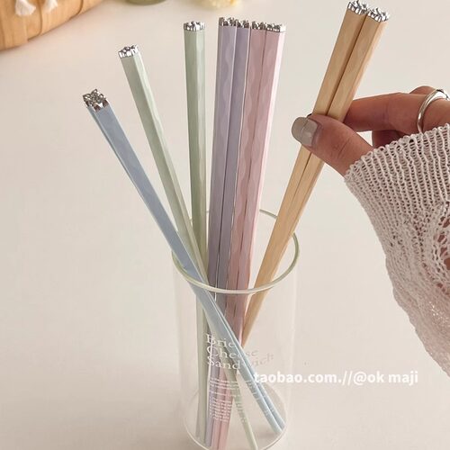 ok maji单人装筷子一双家用可爱筷子情侣款一对套装一人专用筷子 - 图2