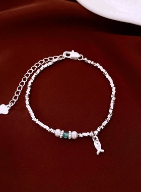 碎银淡水珍珠串珠手链轻奢百搭个性手串珠时尚气质设计感手饰小众