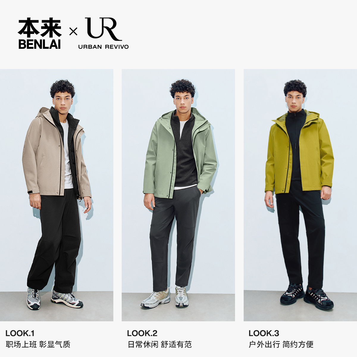 UR本来联名男士三防连帽水拜拜户外冲锋衣外套24秋新款BRC140016 - 图3