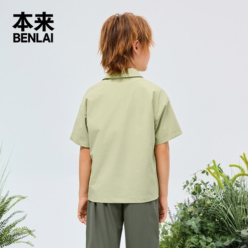 本来BENLAI男童易打理工装短袖衬衫25秋季新款宽松衬衣BTA250010 - 图2