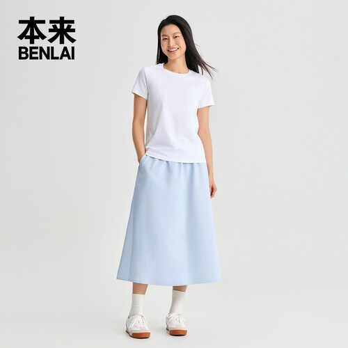 本来BENLAI女士抗菌正肩圆领短袖T恤衫上衣2026夏季新款BNM460009 - 图0