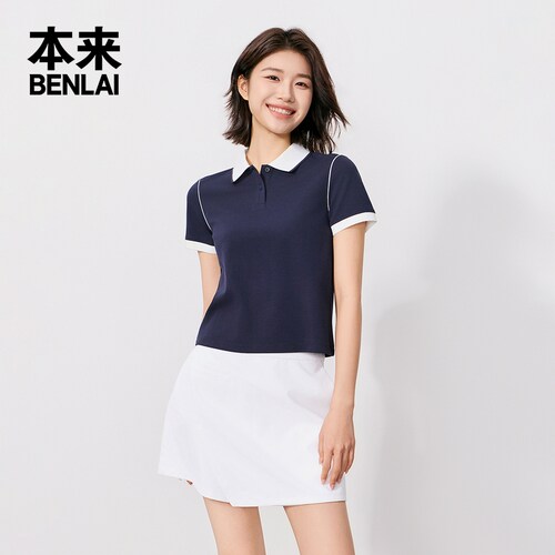 本来BENLAI女士凉感撞色翻领polo衫运动T恤2026秋季新款BNT460023 - 图3