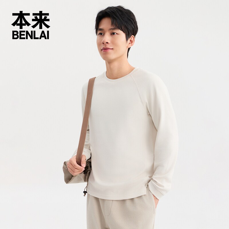 本来BENLAI男士抗静电发热速干圆领打底衫T恤26秋季新款BRL460051 电速实拍商品图