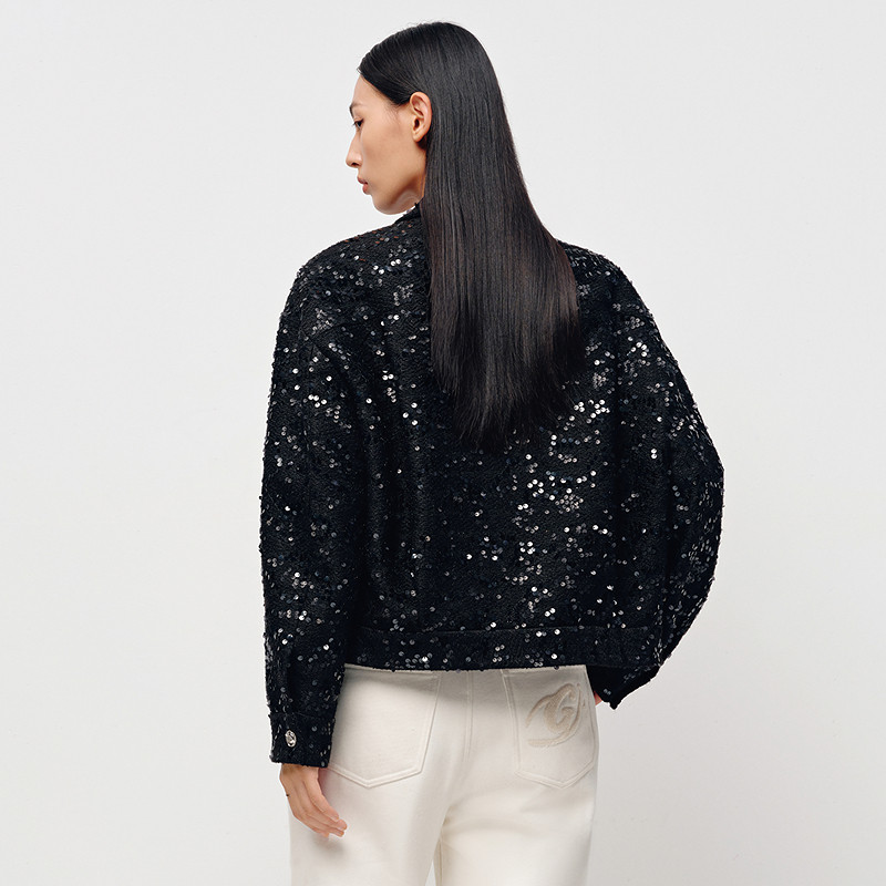 H·GENTEEL荷高25新款春装女香风花纱翻领装饰袋盖金属球型外套,淘宝优惠券,粉丝福利购,淘宝优惠卷