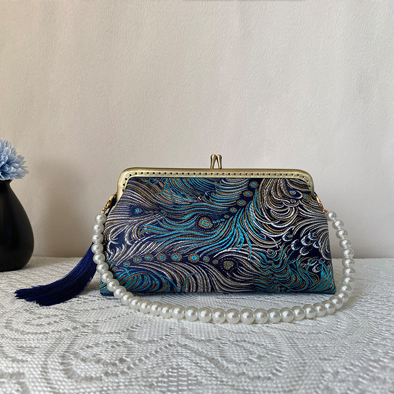 中式织锦缎手提流苏口金包复古单肩斜跨旗袍手工女包国风妈妈送礼,淘宝优惠券,粉丝福利购,淘宝优惠卷