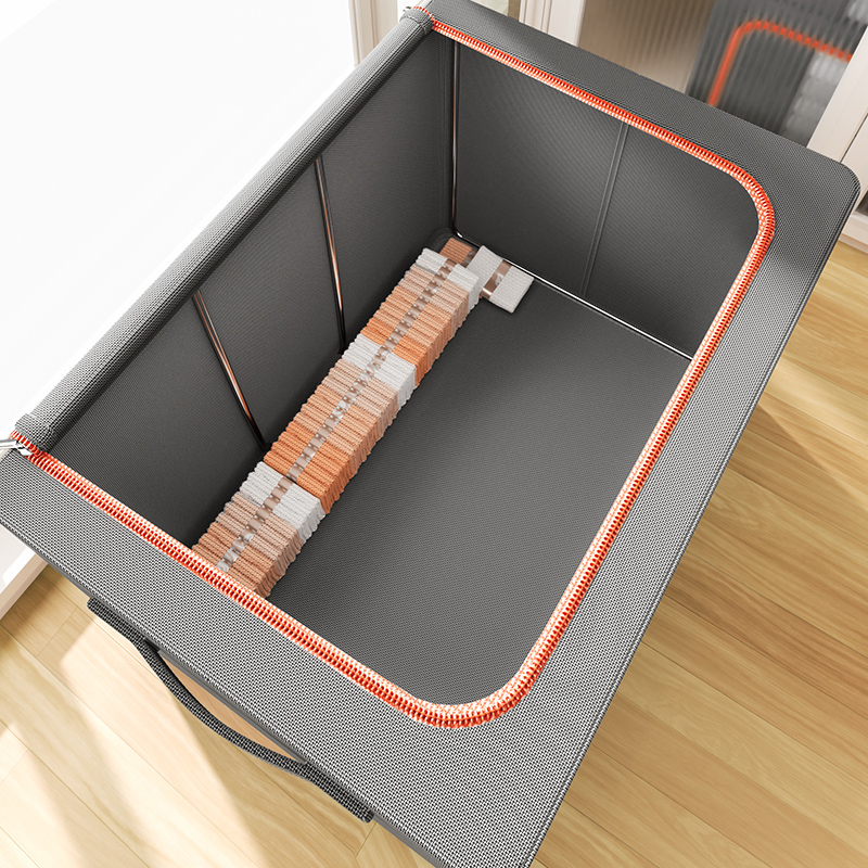 加厚棉麻衣服收纳箱家用布艺衣物整理箱袋可折叠衣柜宿舍储物筐盒 - 图0