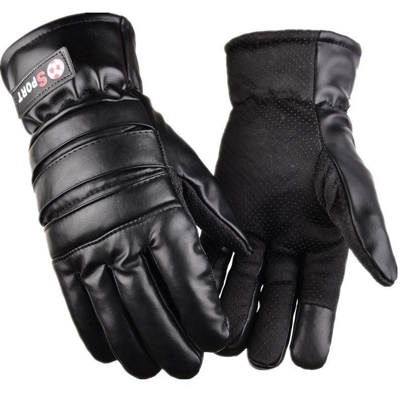 Winter sheepskin pure cotton extra thick windproof warm gloves