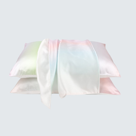 The mole彩虹双面AB版重磅真丝枕套桑蚕丝丝绸成人儿童枕套亲子款