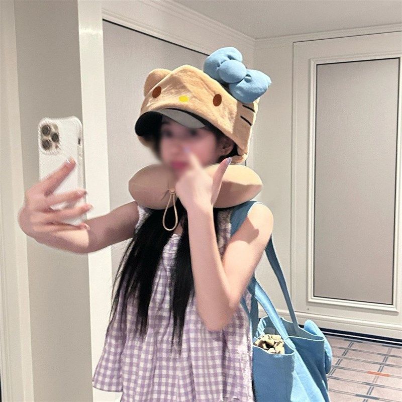 高颜值可爱小猫卡通午睡飞机护颈旅行坐车可携式办公室连帽帽子枕,淘宝优惠券,粉丝福利购,淘宝优惠卷