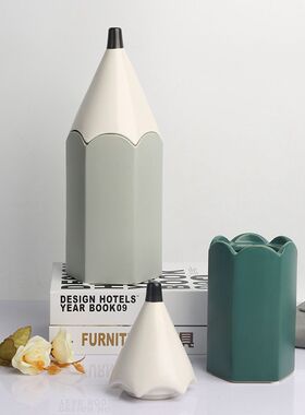 创意铅笔造型收纳盒办公室新中式摆件家居饰品样板间摆设客厅装饰