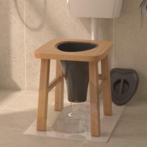 Solid wood sitting defecating chair for the elderly pregnant woman The simple household squatting can change the mobile toilet portable toilet stool