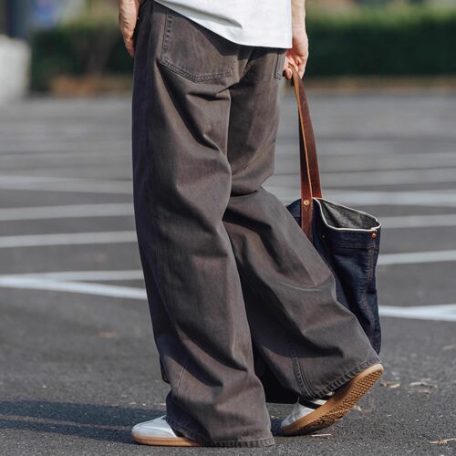 UTIMUS 黑灰色牛仔裤水洗做旧微阔2021M版型宽松百搭Vintage - 图1