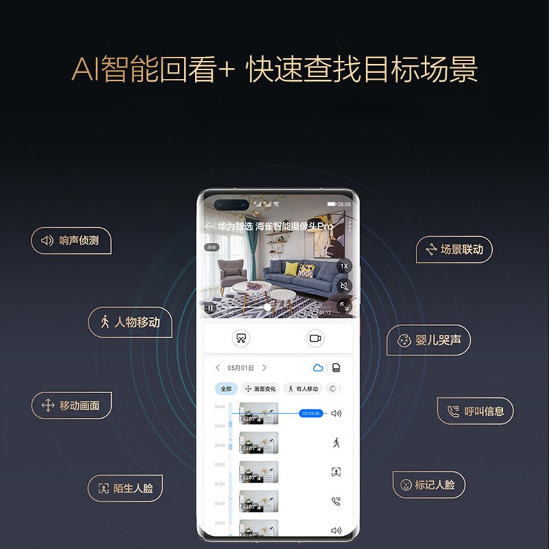 华为智选海雀4K摄像头无线监控家用手机远程宠物猫眼婴儿监护器-图3