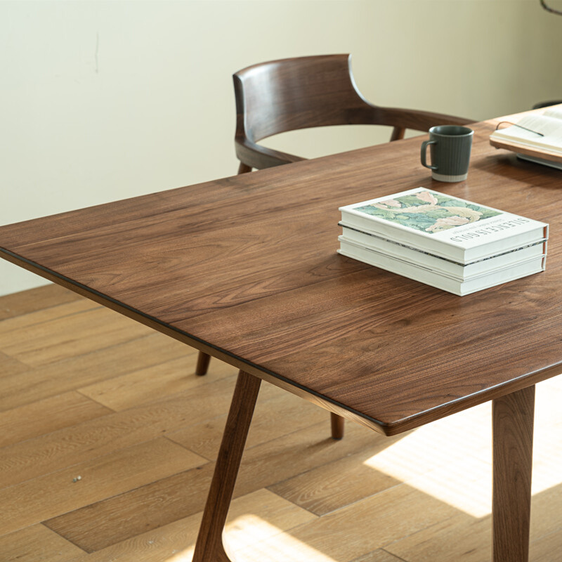 北美黑胡桃木餐桌北欧全实木大板桌长方形工作台简约书桌茶桌餐台