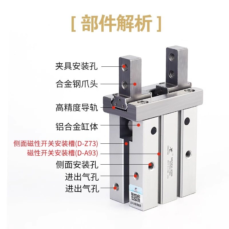 星辰气动手指气缸平行夹爪MHZ2/MHZL2-10D/16/20D/25/32D机械手 - 图2