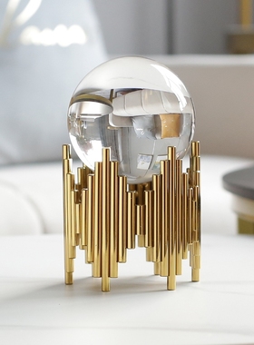 轻奢客厅玄关水晶球金属