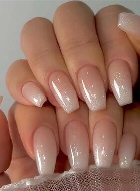 24pcs/set short fake nails for women girls gradient nude pin