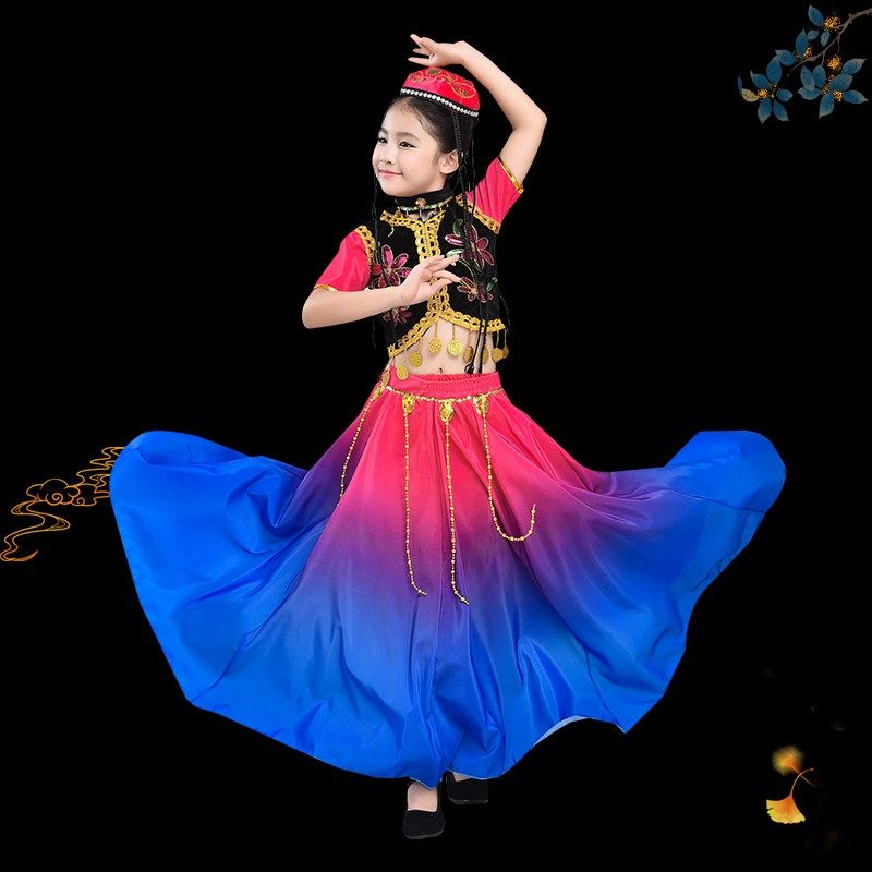新疆舞蹈儿童小小古丽维吾尔族幸福 港芙宣民族服装/舞台装