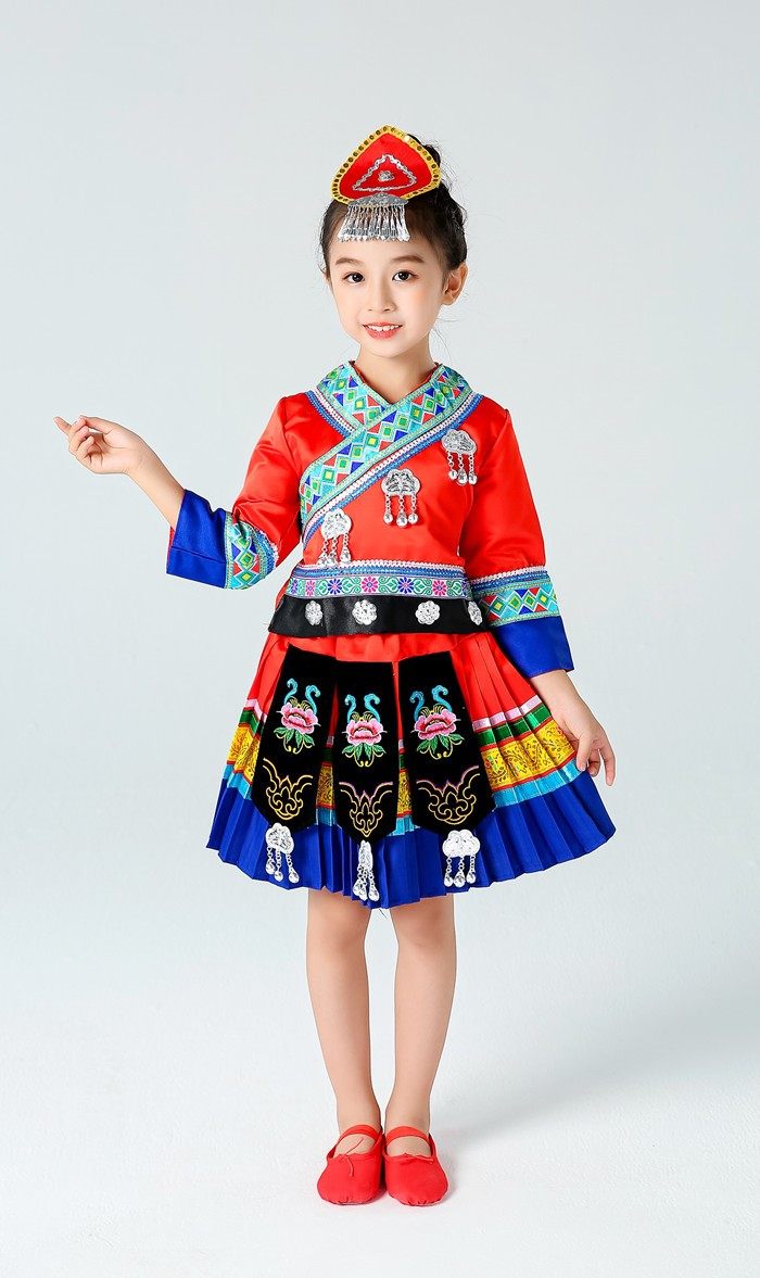 三月三儿童侗族男女童广西壮舞蹈服 港芙宣民族服装/舞台装