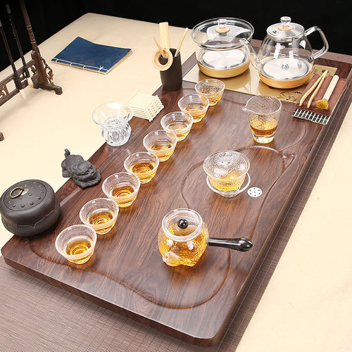 全自动茶具套装整套功夫茶具耐热玻璃底部上水烧水一体办公室托盘 - 图3