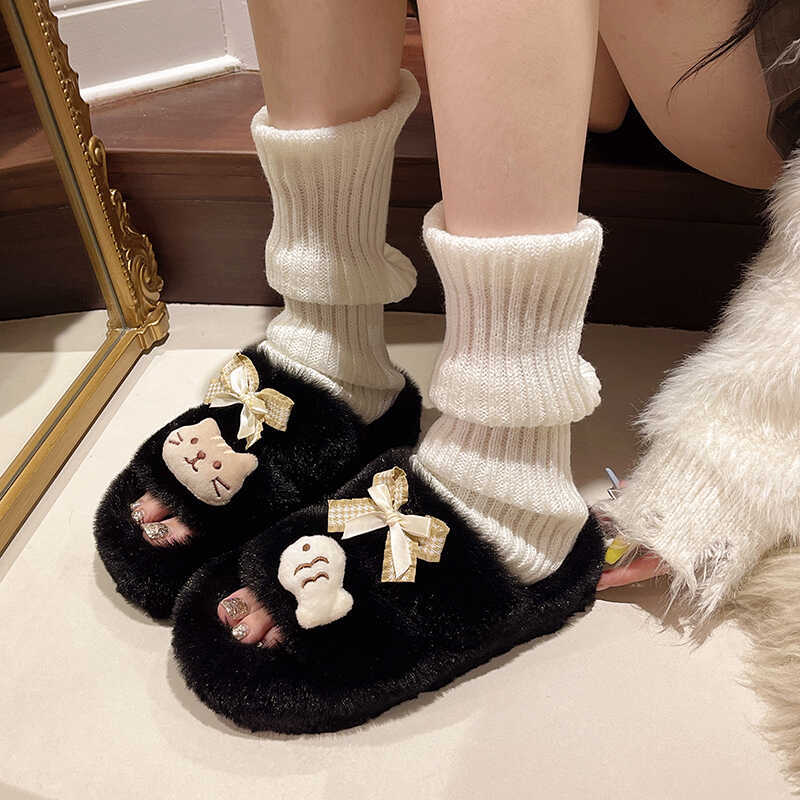 毛毛拖鞋女百搭秋冬季新款外穿厚底加绒防滑可爱2025超火棉鞋女士-图3