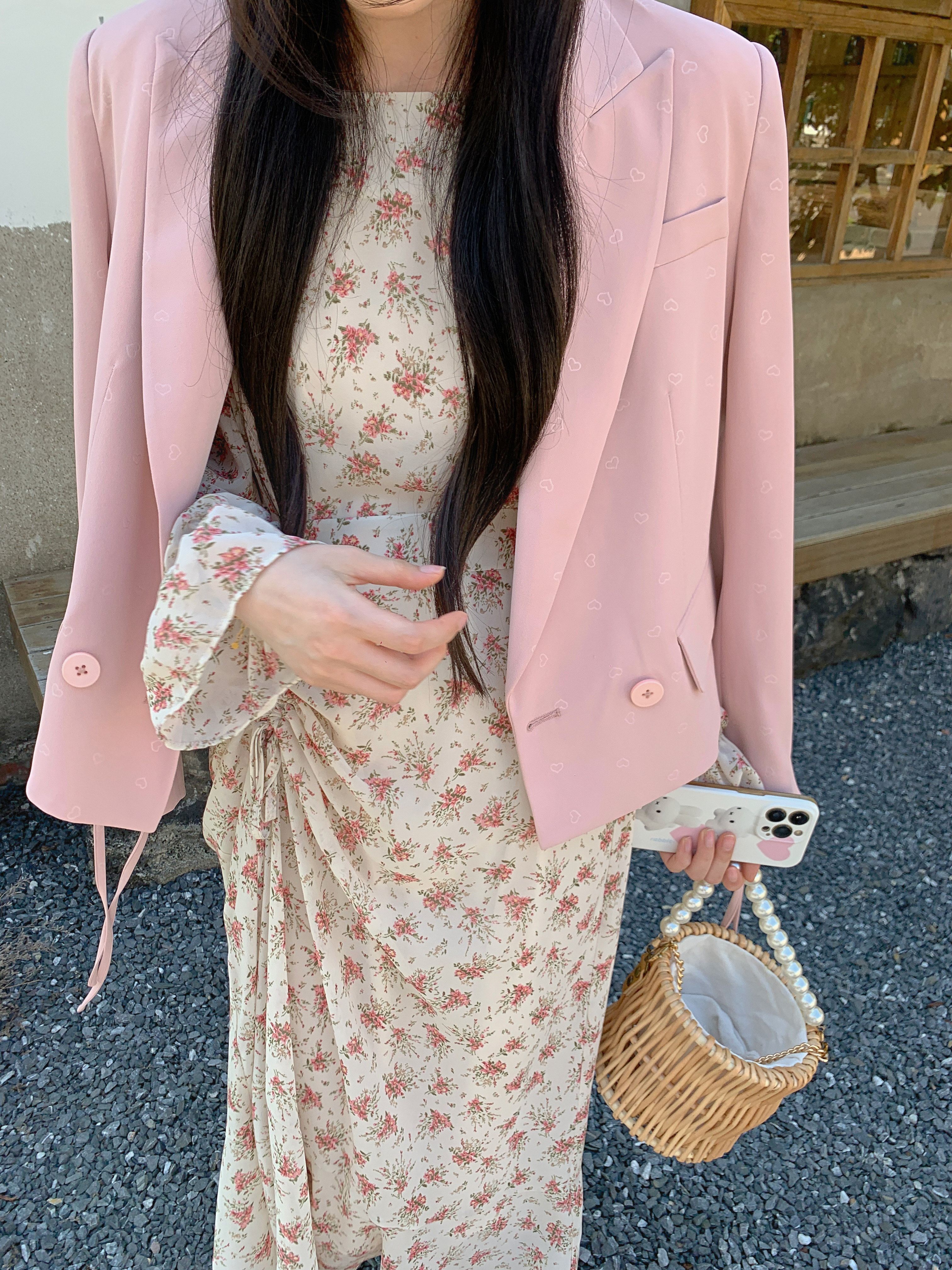 YYW汪澜的妹妹 随时心动 温柔碎花裙显瘦内搭甜美气质抽绳连衣裙