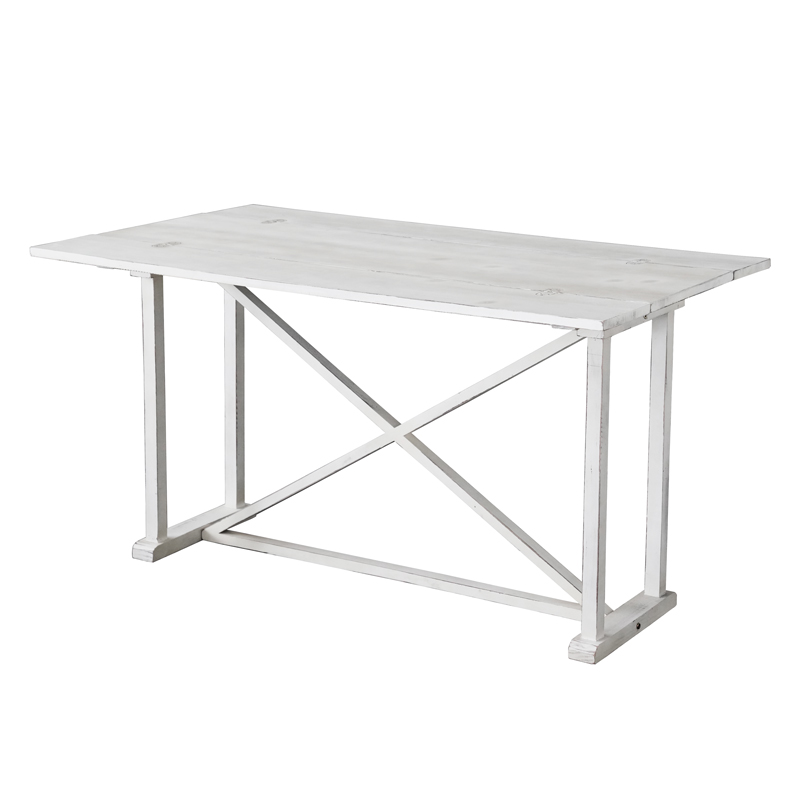 Monet Garden美式复古实木折叠餐桌花园户外工作台原木白色折叠桌-图3