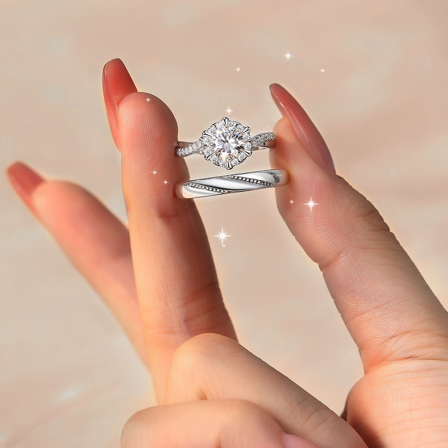 结婚戒指一对仿真对戒婚礼仪式交换道具情侣活口可调节送女友礼盒 - 图0