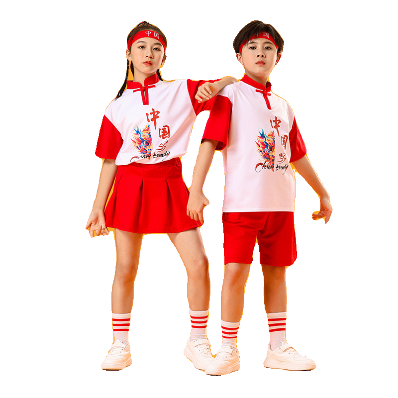 六一儿童啦啦队表演服小学生运动会开幕式班服中国风啦啦操演出服 - 图3