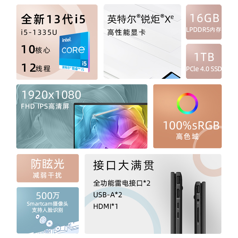 【2023新款】hp惠普 envy15 x360 英特尔evo平台轻薄本13代酷睿i5 触摸屏翻转笔记本15.6英寸办公作图设计本 - 图0