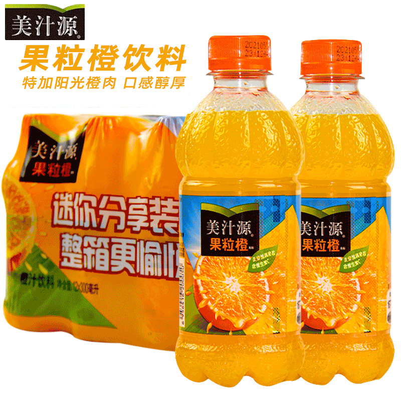 美汁源果粒橙新鲜橙汁果味饮料300ml*12瓶整箱可口可乐汁汁桃桃-图3