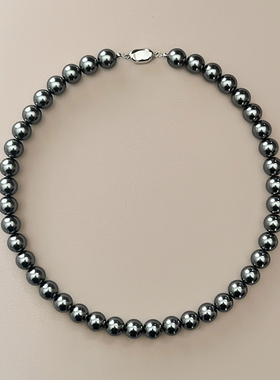 倪妮同款项链施家珍珠大溪地黑灰