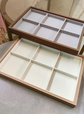 大号桌面绒布六格手镯收纳展示盘圆形礼品摆放手链佛珠手串拍照盘