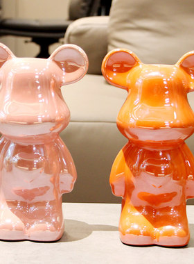 景德镇陶瓷暴力熊摆件客厅轻奢高档家居电视柜酒柜新家网红装饰品