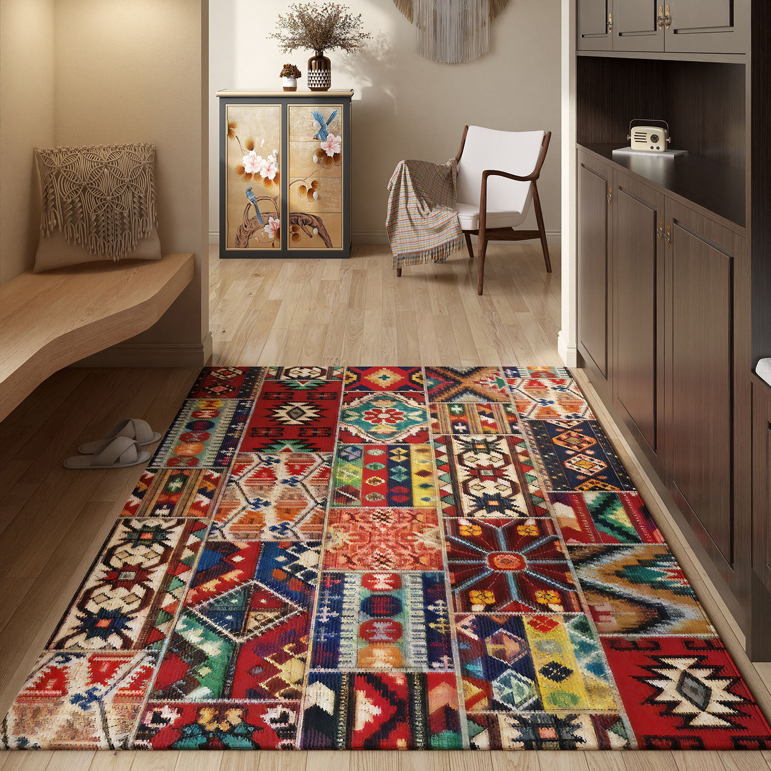 美式复古进门地垫入户门垫民族风防滑玄关脚垫高端定制可裁剪地毯,淘宝优惠券,粉丝福利购,淘宝优惠卷