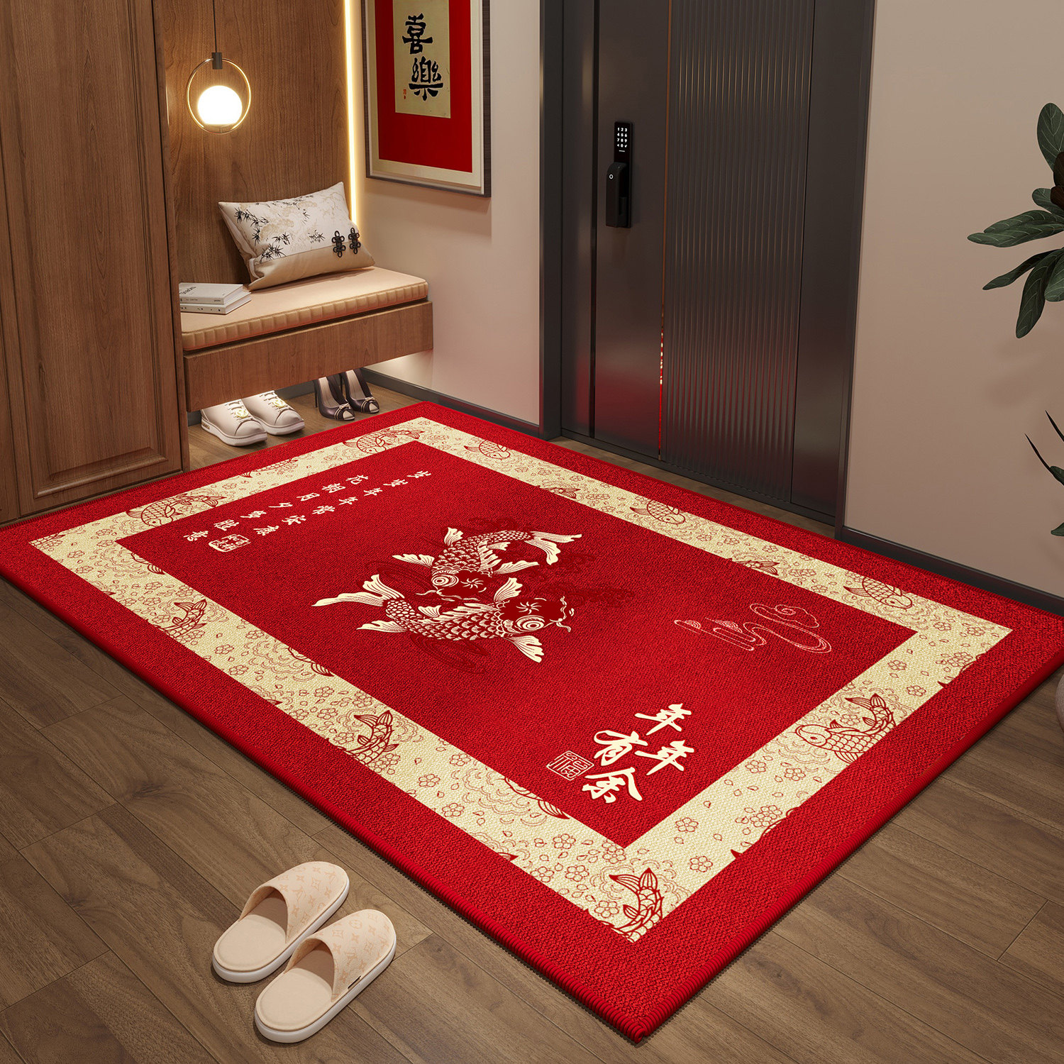 喜庆入户门地垫红色高级大门口垫子进门垫耐脏免洗玄关脚垫地毯垫,淘宝优惠券,粉丝福利购,淘宝优惠卷