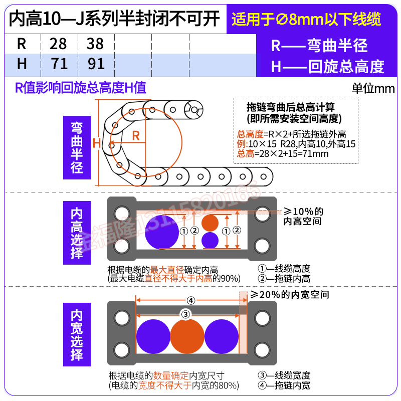 JFLO拖链金福隆塑料尼龙坦克链J10BF.1.15B微型10*15*10*20毫米mm - 图2