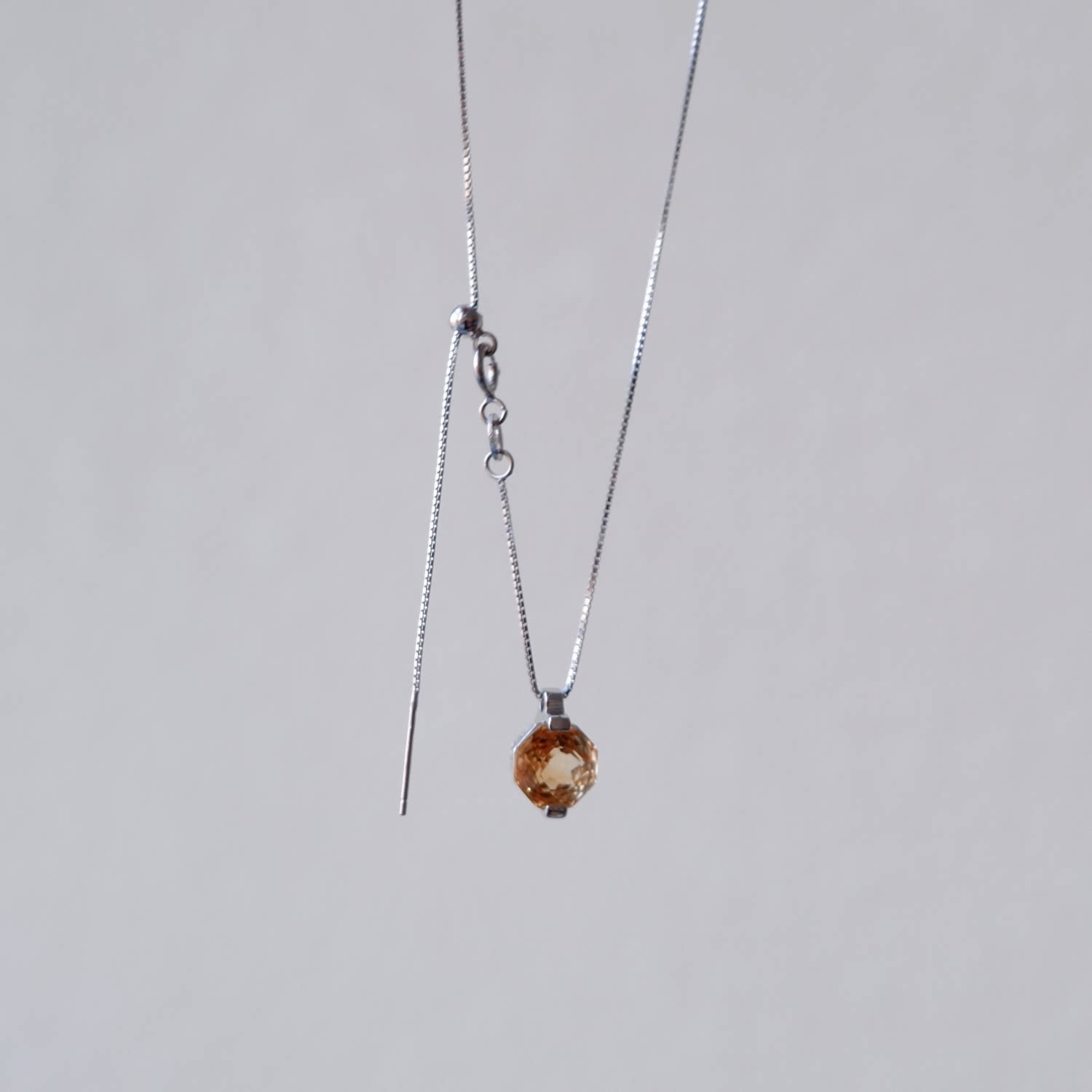 Light luxury set natural crystal ring silver crystal necklace