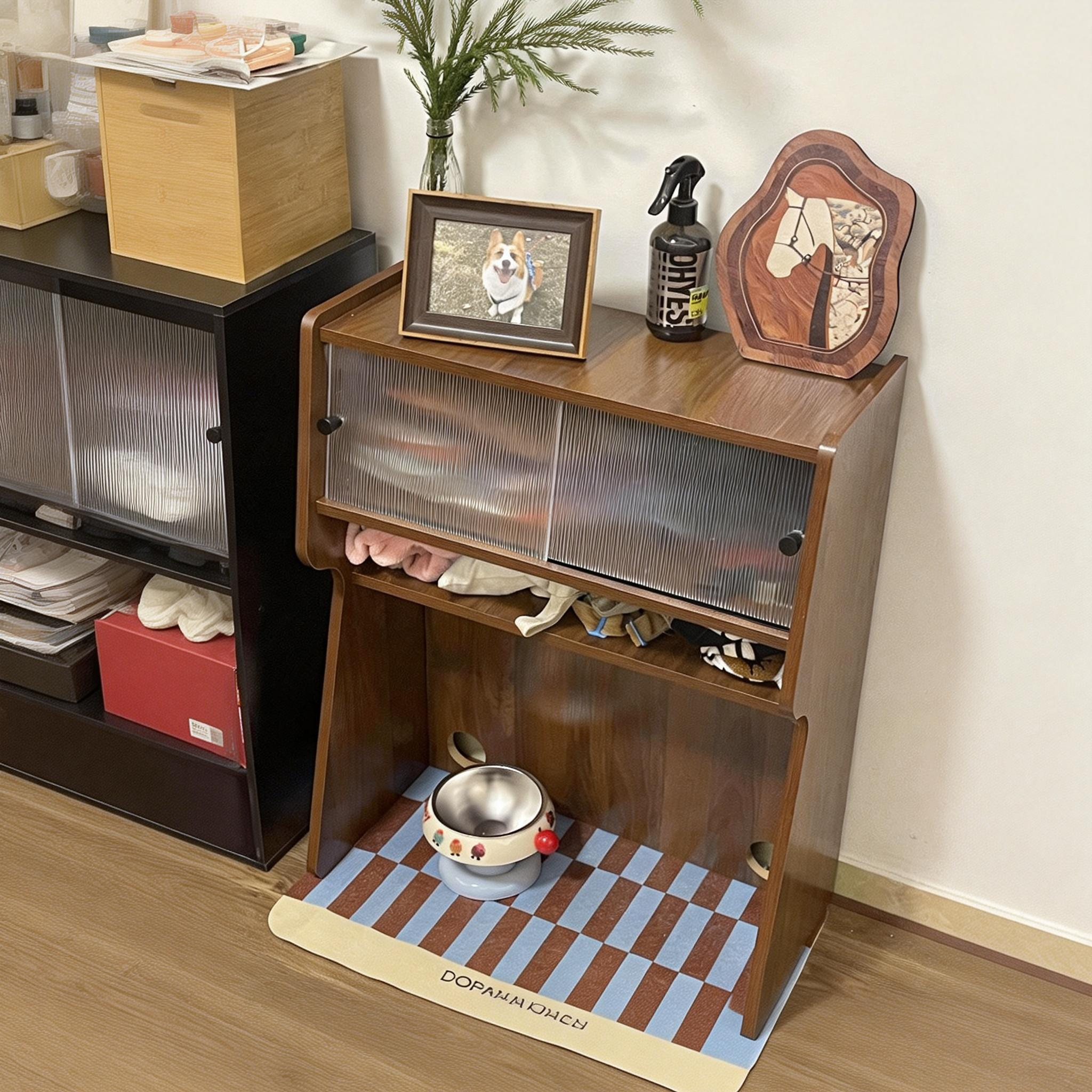 猫咪食堂置物架中古风狗狗饭堂猫粮罐头零食收纳架宠物用品储物柜,淘宝优惠券,粉丝福利购,淘宝优惠卷