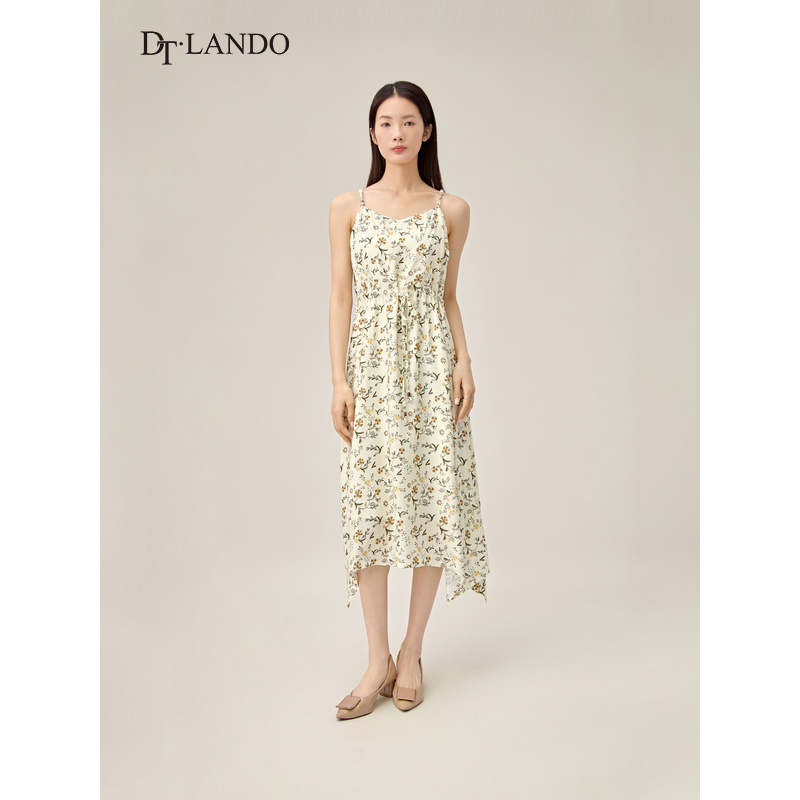 DTLANDO商场同款秋季度假风女装吊带连衣裙收腰显瘦长裙子