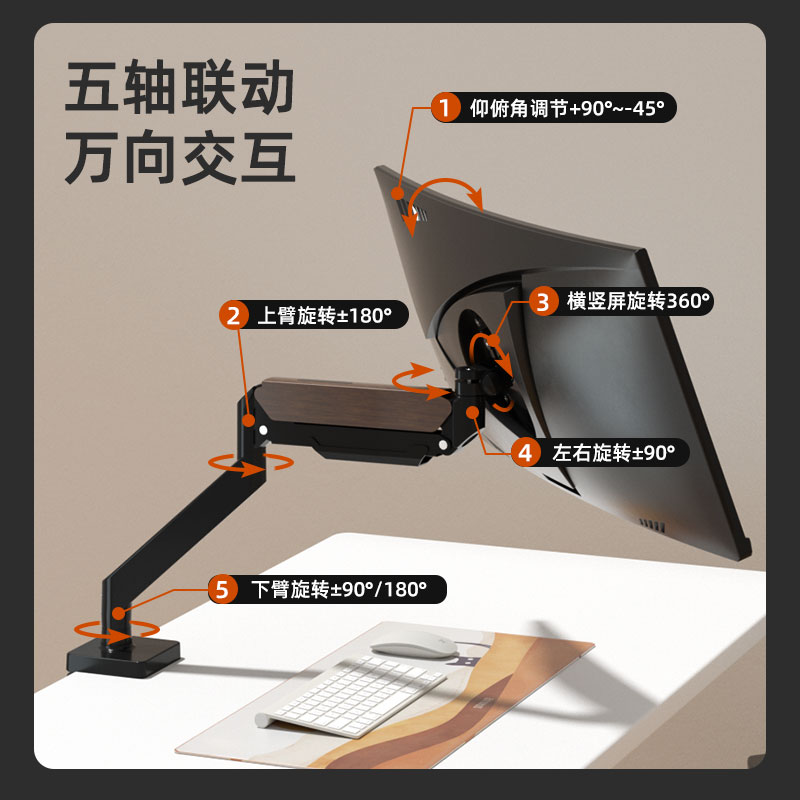 大屏显示器支架臂带鱼屏支架电竞屏幕气动电脑悬臂底座32 34 40寸 - 图0