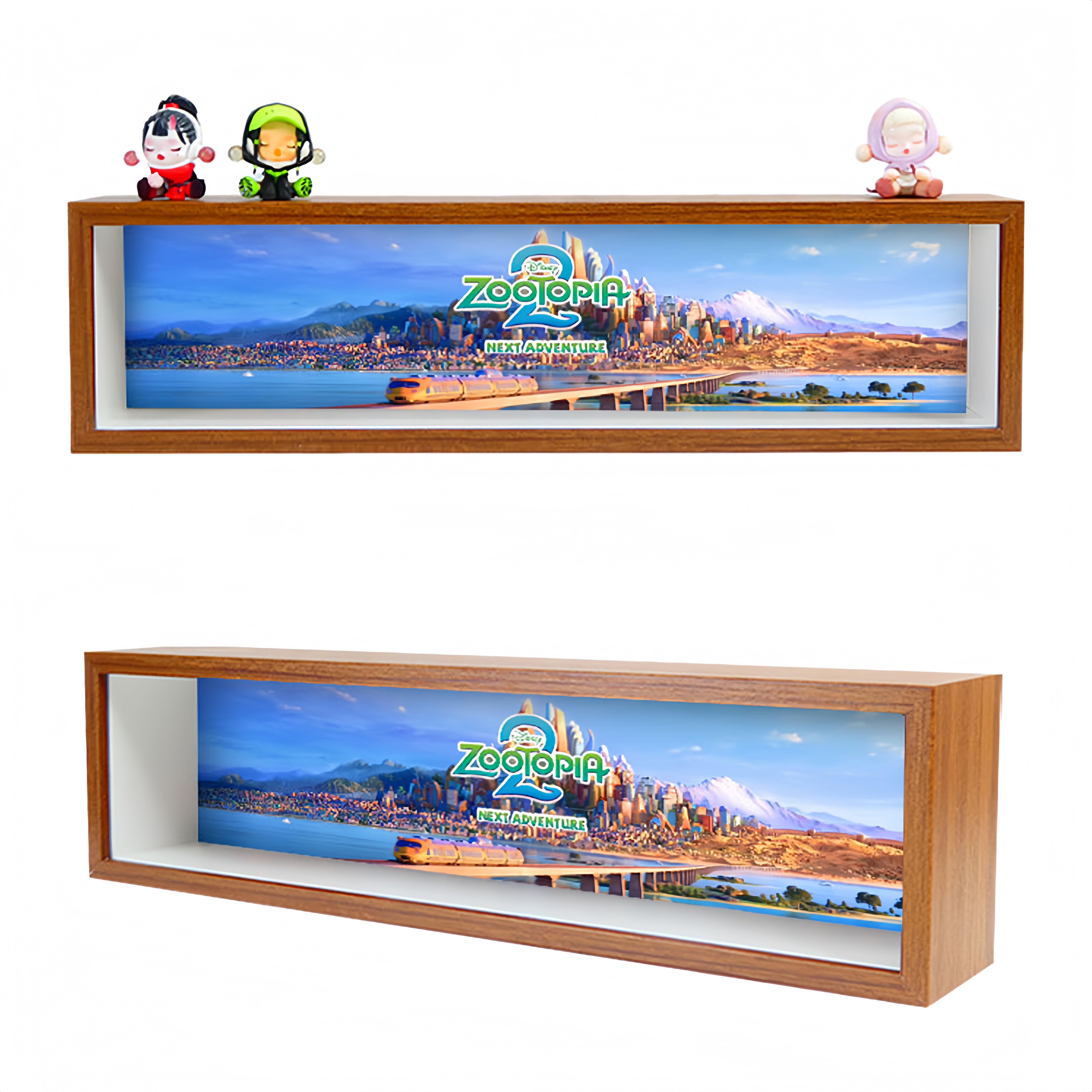 Zootopia themed rectangular wooden display box with lighted figure storage box decorative ornaments
